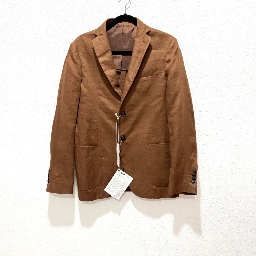 8 by‎ yoox 100% flax Classic Tan Blazer for Men 46